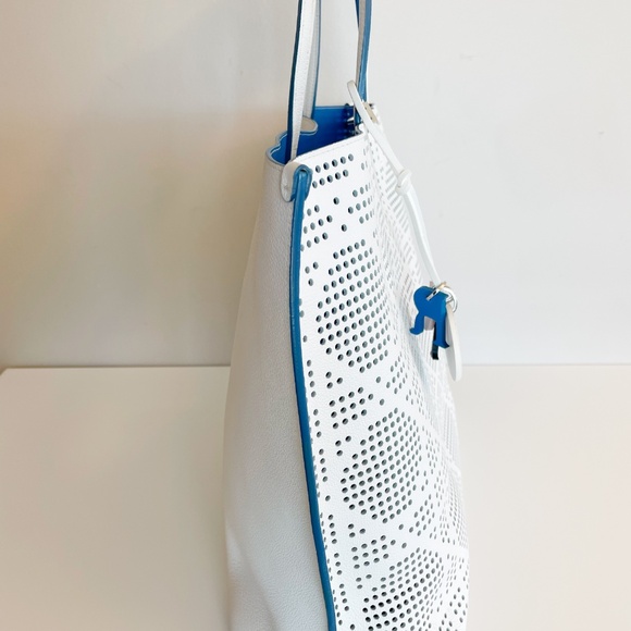 Dior Tote Bag Dioriviera White Leather with Laser Cut Detail - Picture 6 of 13